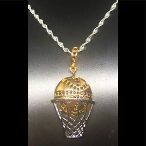🖤- Stamped925 🏀 & Hoop pendant necklace
